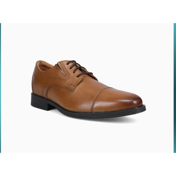 Clarks Men's Whiddon Cap Oxford, Dark Tan Leather, 8 Wide - Picture 1 of 3